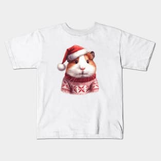 Guinea Pig Santa Christmas Piggy Design Pet lovers Xmas Kids T-Shirt